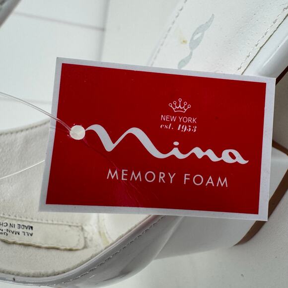 NINA HIDI BLOCK HEEL OPEN TOE MEMORY FOAM KITTEN HEELS IN WHITE‎ NWOB SIZE 6M - Picture 12 of 14